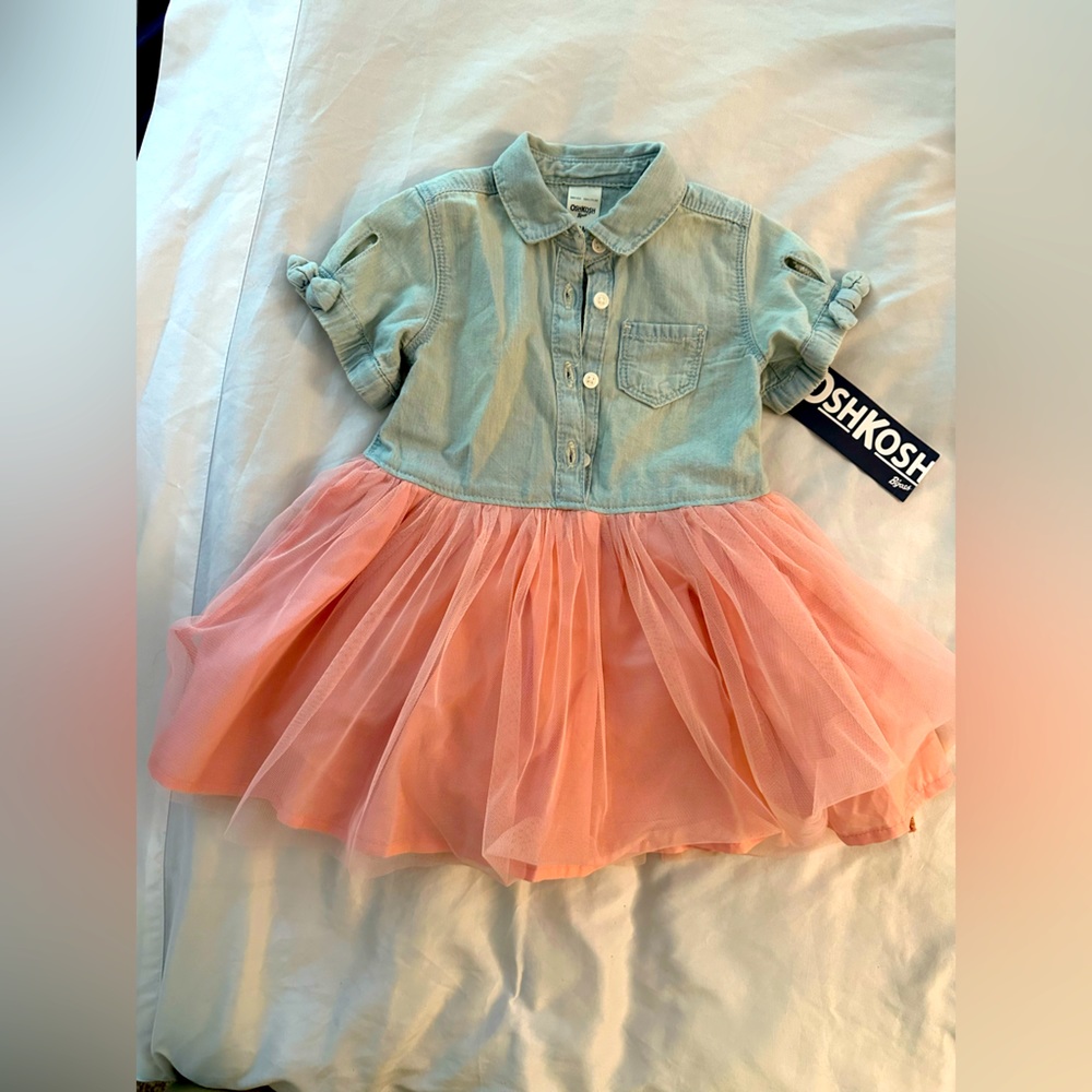 Osh Kosh Baby Girl Denim Tulle Dress NWT 18 months